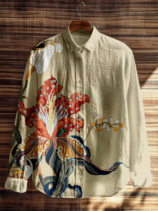 Vintage Floral Embroidered Linen Blend Cozy Blouse elevenforest