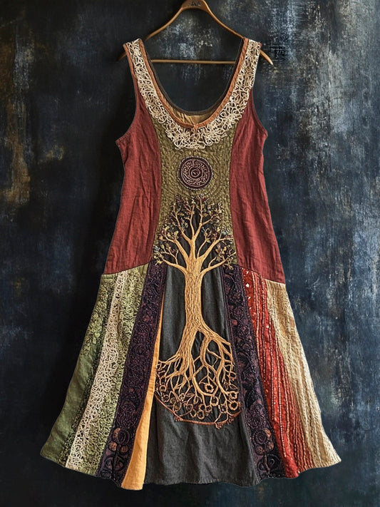Nordic Mythology Tree Of Life Vintage Lace Tank Dress artswardrobe