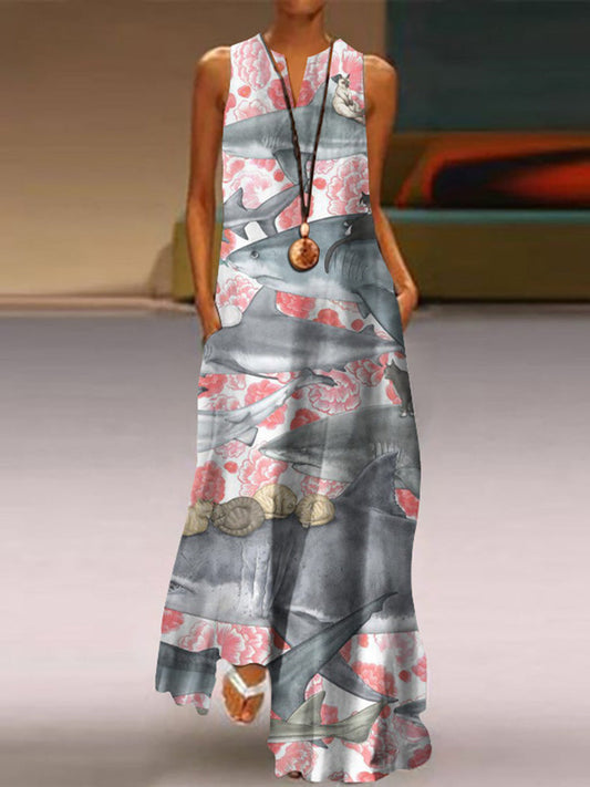 Cute Animal Floral V-Neck Dress
