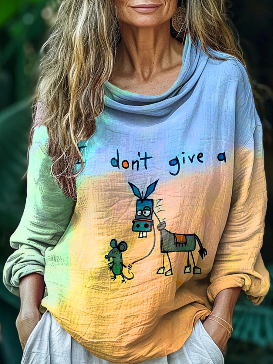 I Don���t Give A Funny Donkey Letter Print Casual Short Sleeve Comfortab